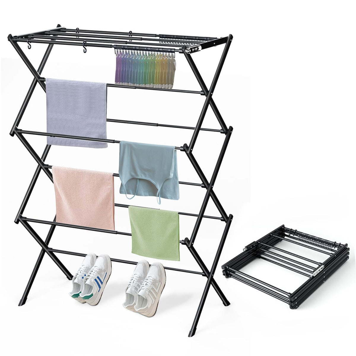 Clothes Drying Rack Foldable Drying Rack Clothing Black-1pack