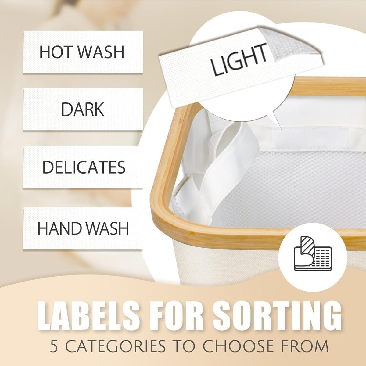 Hampers for Laundry Basket with Lid, 145L Large Laundry Hamper 3 Section
