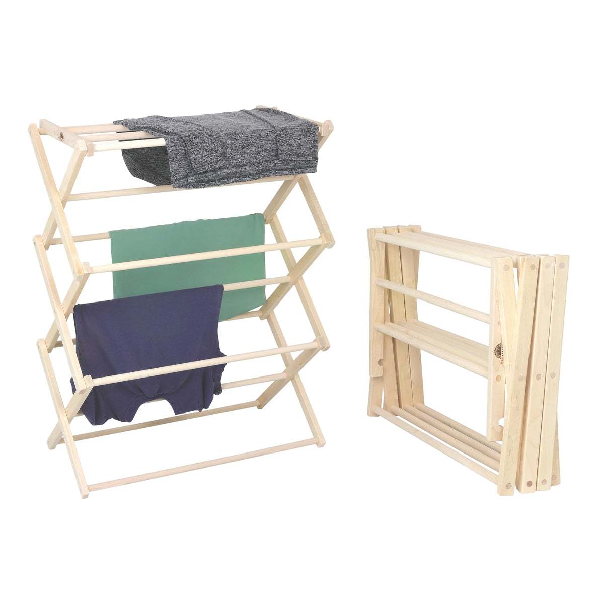 Pennsylvania Woodworks Premium American Maple Clothes Drying Rack - Handcrafted in Pennsylvania - Solid Wood Construction, Collapsible, Eco-Friendly Laundry Solution (Large)