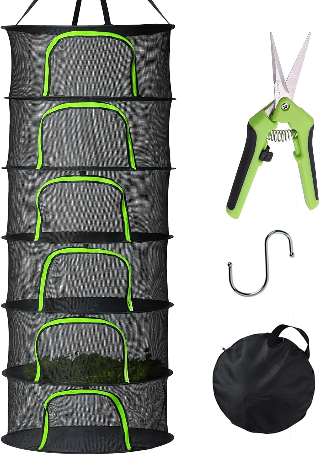 6 Layer Herb Drying Rack Foldable U-Shaped Double-Headed Zipper (23.62''W)
