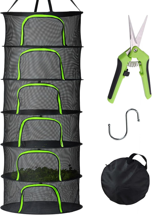 6 Layer Herb Drying Rack Foldable U-Shaped Double-Headed Zipper (23.62''W)