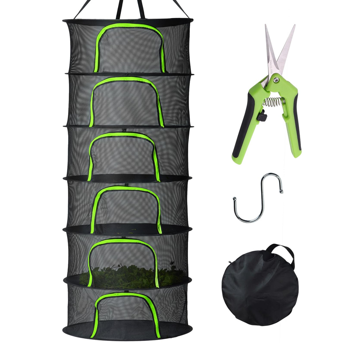6 Layer Herb Drying Rack Foldable U-Shaped Double-Headed Zipper (23.62''W)