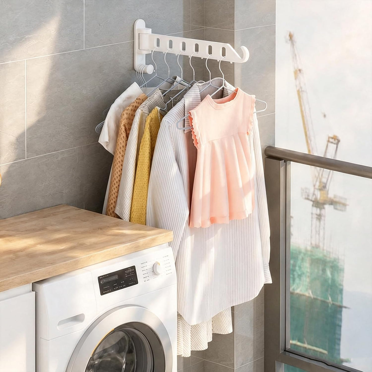JOOM Clothes Drying Rack Wall Mounted, 13-Inch Foldable Arm, White 1 Pack