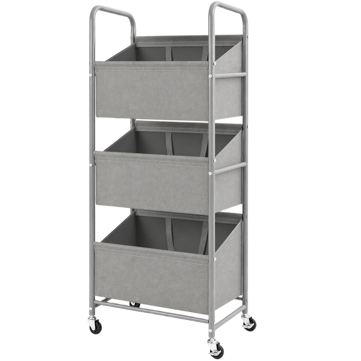 STO STO 3-Tier Vertical Rolling Laundry Hamper, Removable Bags, Black Mesh