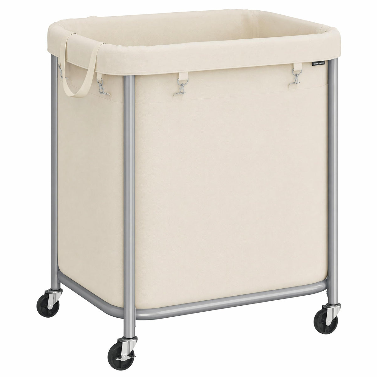 SONGMICS Laundry Basket with Wheels,190L, Steel Frame, Removable Bag