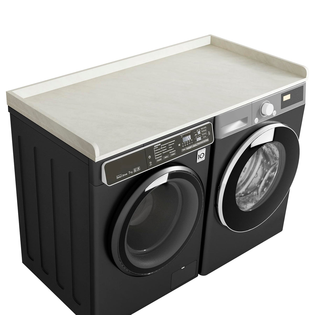 Kaboon Washer Dryer Countertop 58" x 28" Extra Large Version, Melamine Countertop with 3.5" Edge Rails, Laundry Room Organization, Dark Walnut