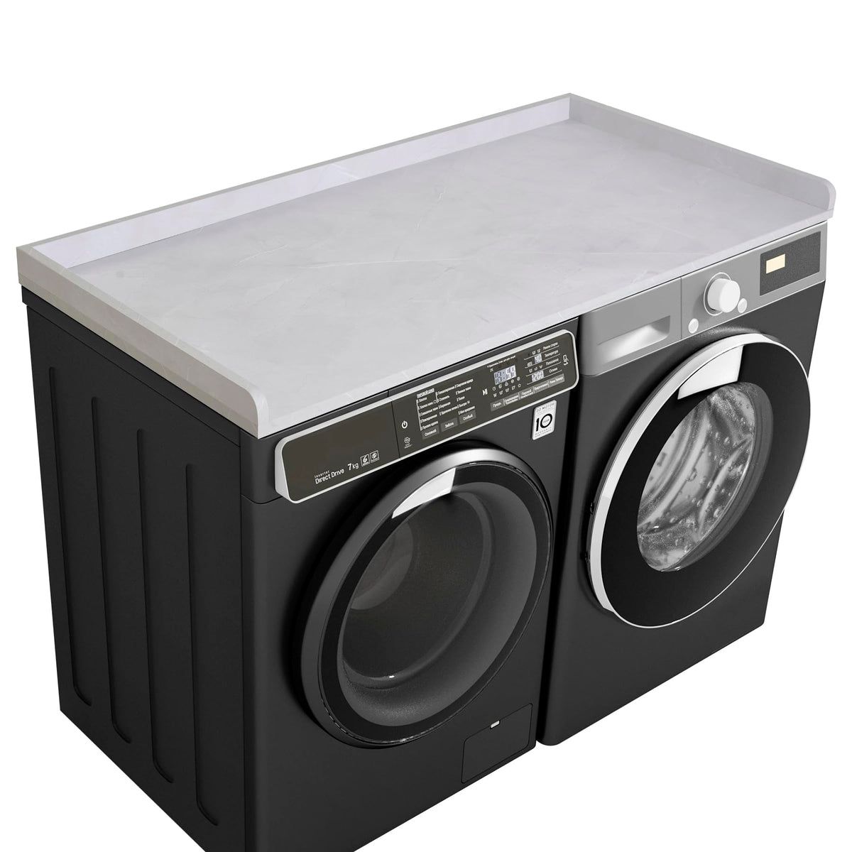 Kaboon Washer Dryer Countertop 58" x 28" Extra Large Version, Melamine Countertop with 3.5" Edge Rails, Laundry Room Organization, Dark Walnut