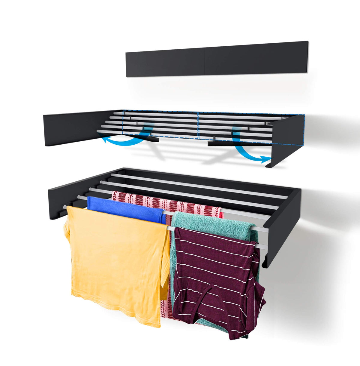 Step Up Laundry Drying Rack (28-INCH White), Wall Mounted, Retractable Clothes Drying Rack, 40lbs Capacity, 11.6 Linear Ft, with Wall Template and Long Screwdriver Bit