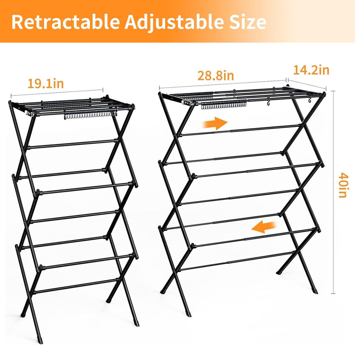 Clothes Drying Rack Foldable Drying Rack Clothing Black-1pack