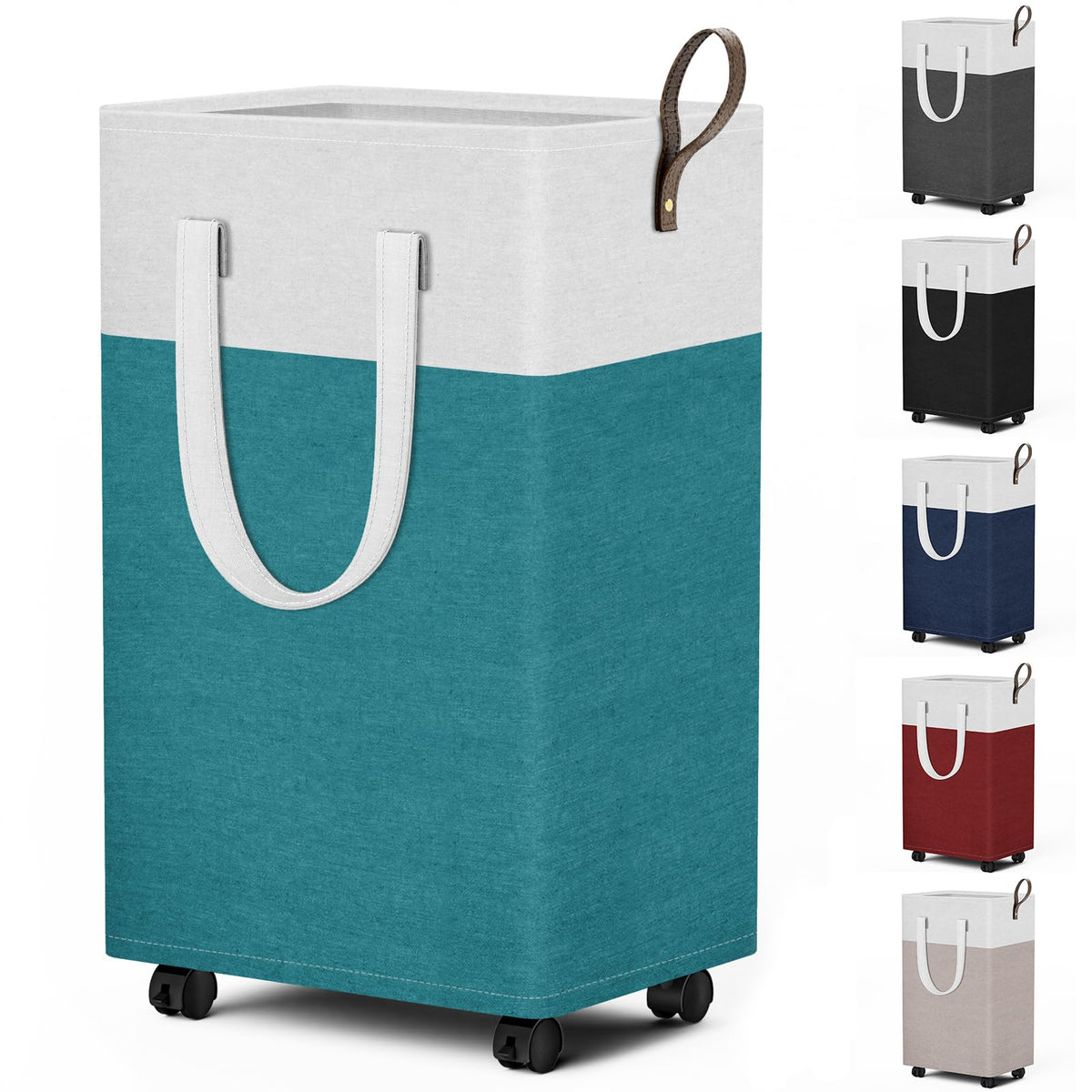 HomeHacks 75L Rolling Laundry Basket with 4 Wheels Collapsible Gray