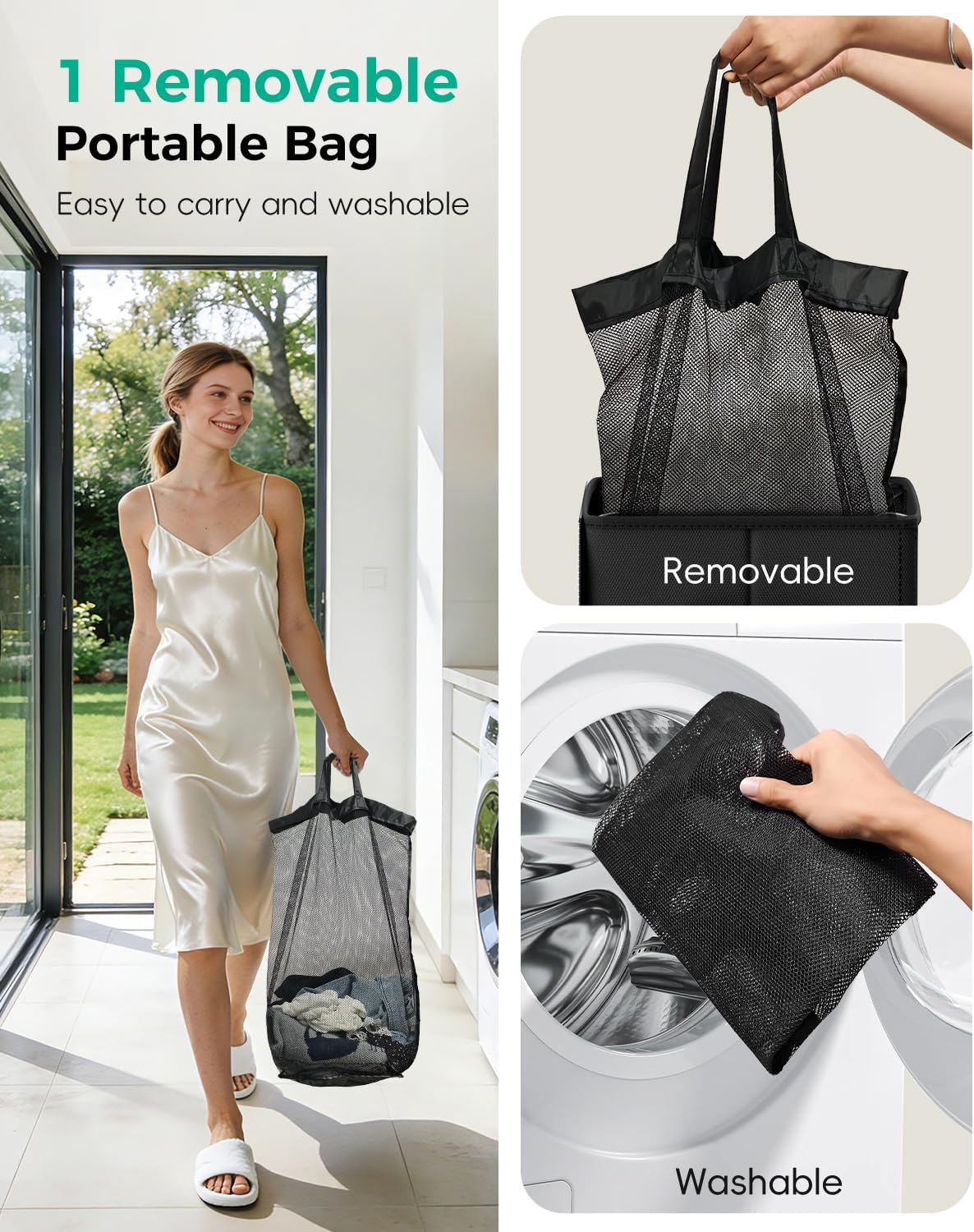 100L Large Capacity Laundry Hamper, Collapsible Laundry Basket Space-Saving, Clothes Hamper with Lid and Removable Bag for Bathroom Bedroom Laundry Room Dorm