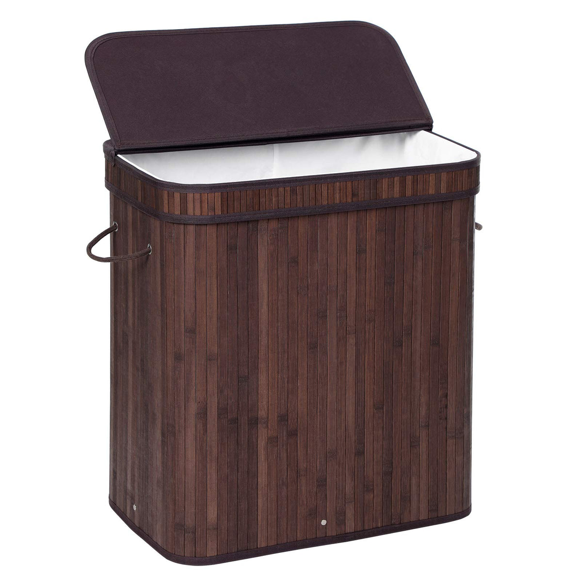 SONGMICS Bamboo Laundry Hamper with Lid, 100L, with Handles