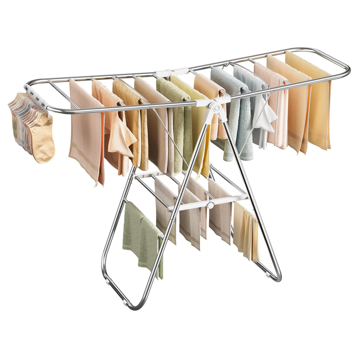 SONGMICS Clothes Drying Rack, Foldable Metal Airer, 19.3 x 51.2 x 39.4 in