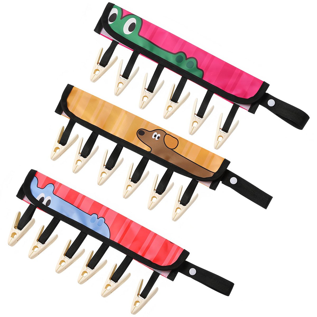 TamBee Portable Hanger Clips Travel Clothesline Travel Hangers Towel Drying Rack Clothing Hanger Folding Portable Sock Dock Swimsuit Drying Rack Hanger with 6 Clips Pack of 3 (Black)