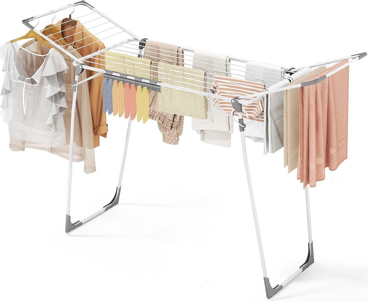 KINGBOARD Clothes Drying Rack,68.5" Heavy Duty with Sock Clips,Foldable