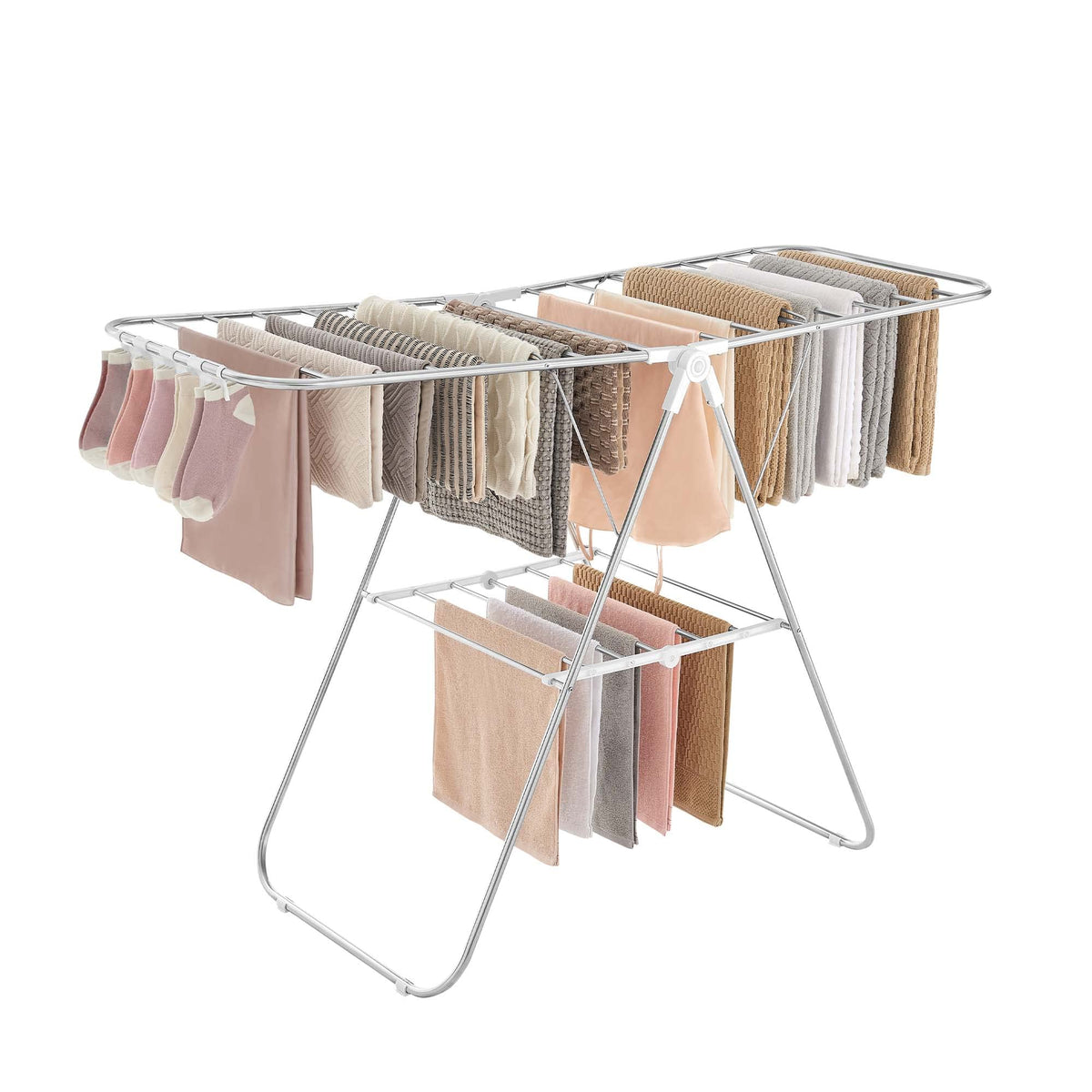 SONGMICS Clothes Drying Rack, Foldable Space-Saving Steel Laundry Rack