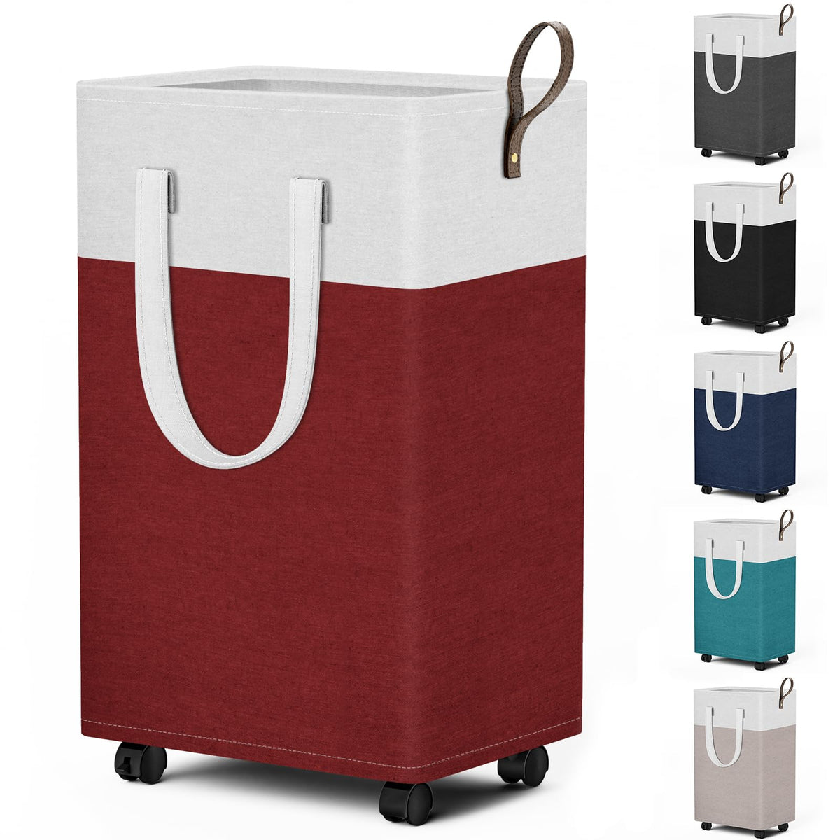 HomeHacks 75L Rolling Laundry Basket with 4 Wheels Collapsible Gray