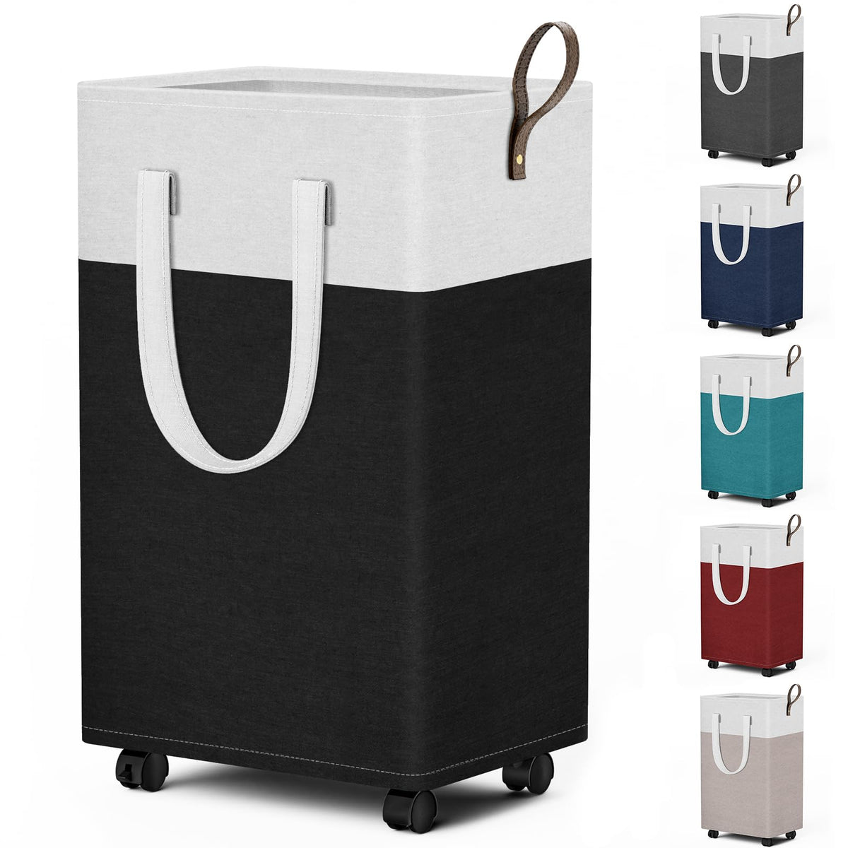 HomeHacks 75L Rolling Laundry Basket with 4 Wheels Collapsible Gray