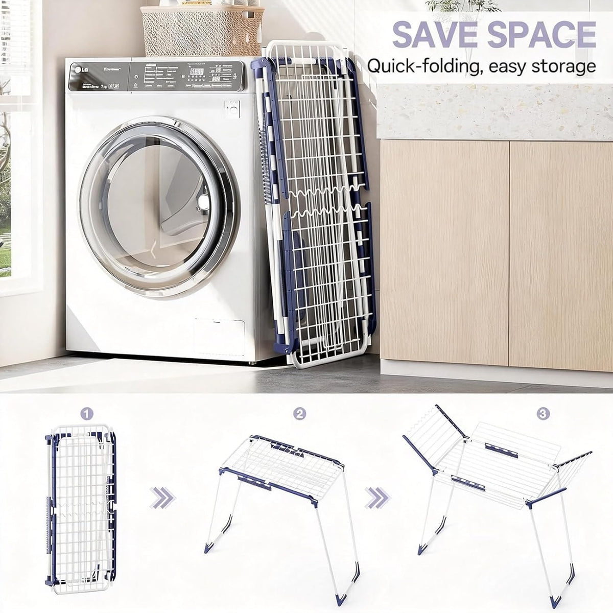 APEXCHASER Clothes Drying Rack, Drying Rack Large Space with 4 Wings