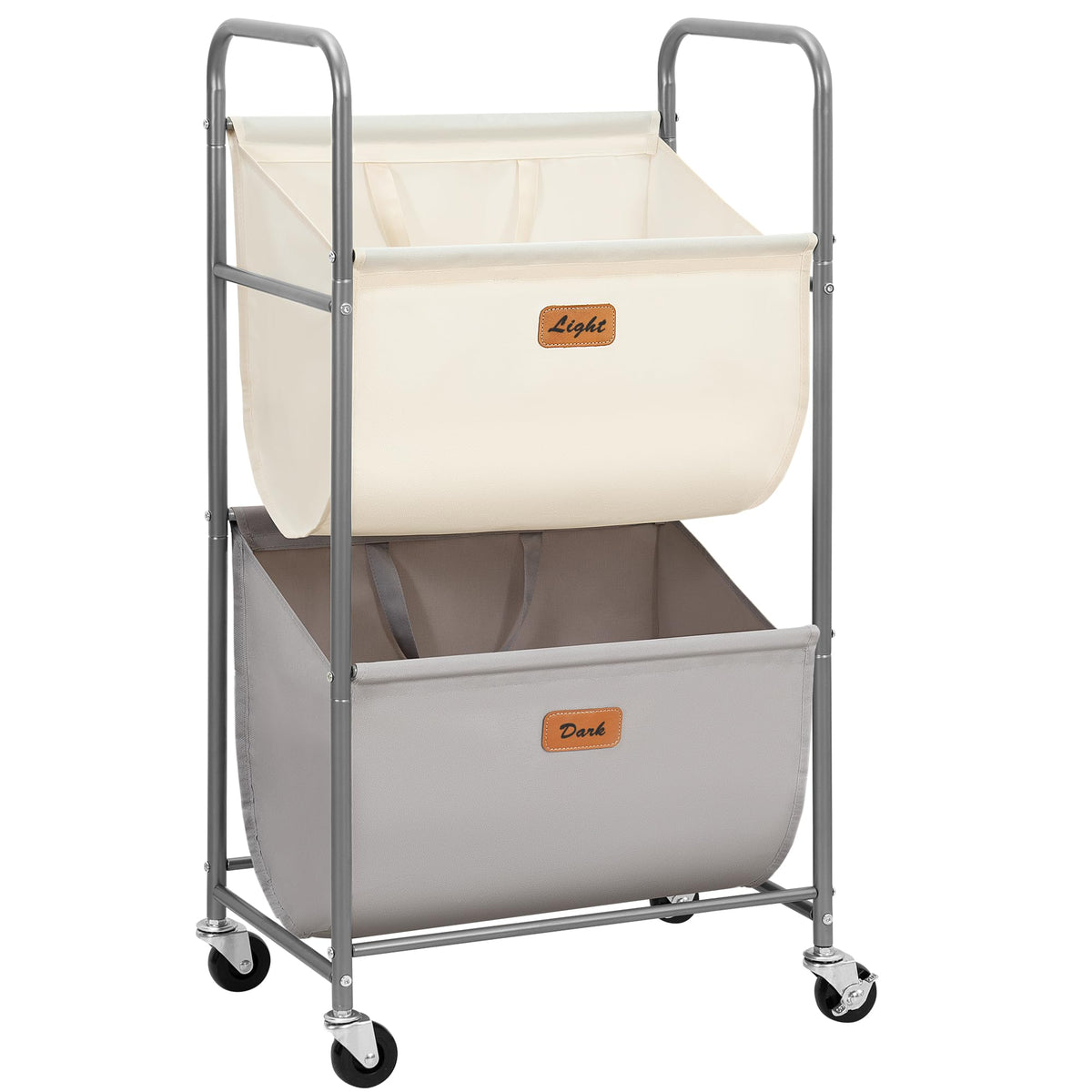 STORAGE MANIAC Vertical Rolling Laundry Hamper, 4 Section Laundry Sorter with Wheels and 2 Breaks, 4-tier Laundry Baskets for Small Space, Dorm, Laundry Room, Closet, Bathroom, Gray 4-tier