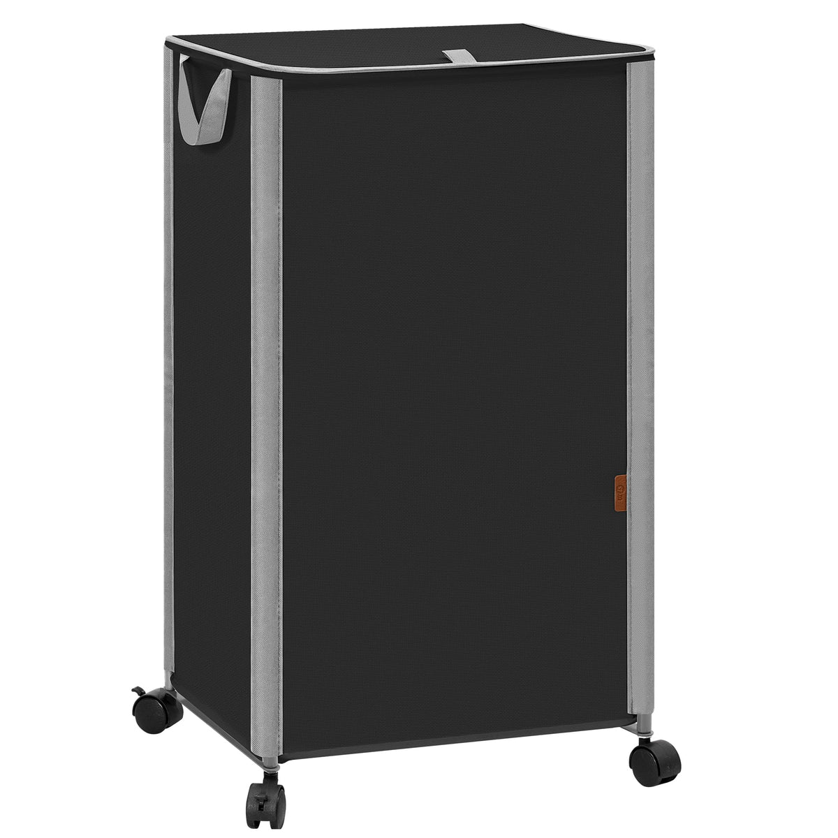 STORAGE MANIAC Rolling Laundry Hamper with Lid, 23.7 Gal (90 L) Large Tall Laundry Basket with Wheels & Handles, Aesthetic Dirty Clothes Hamper for Small Space, Dorm, Apartment, College, Black