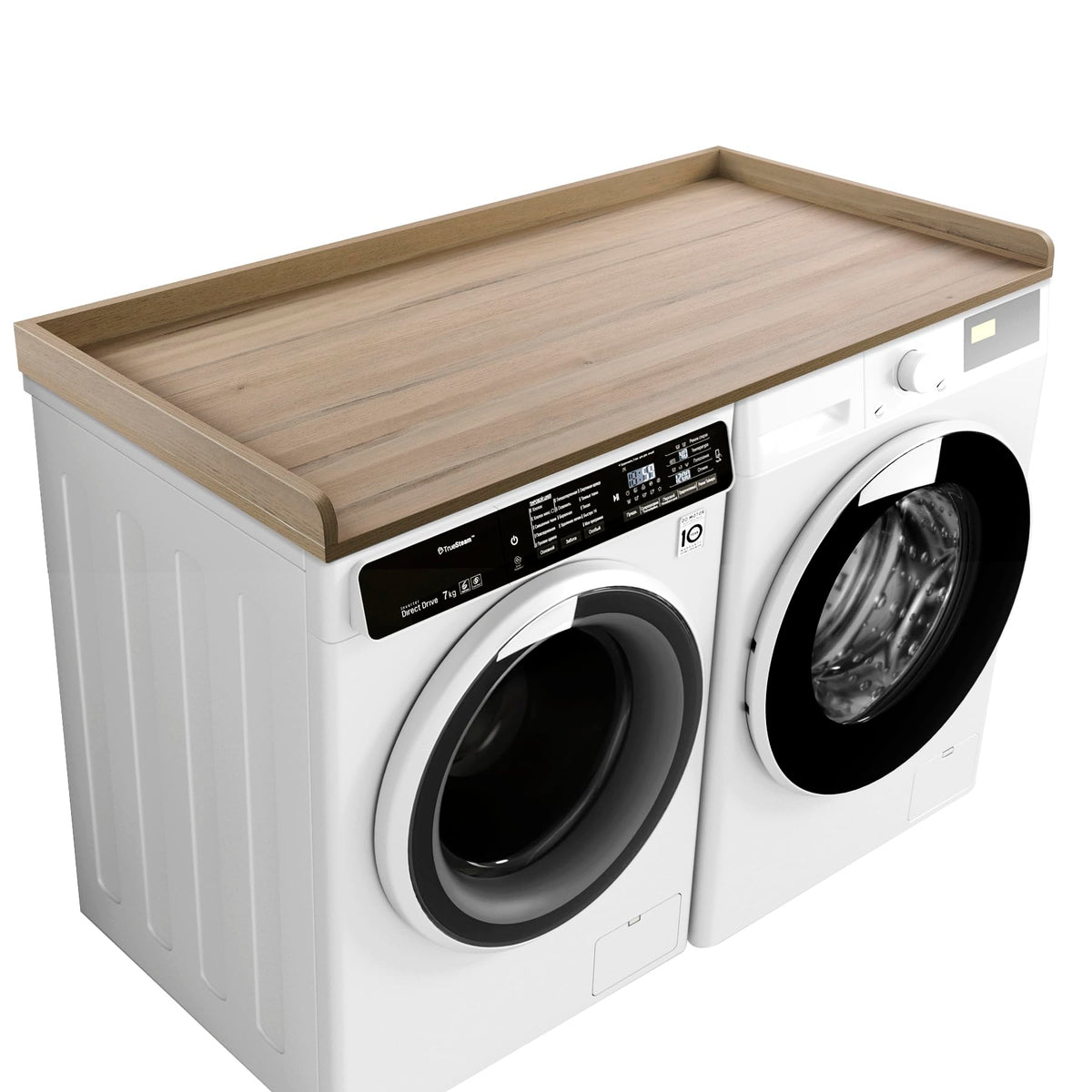 Kaboon Washer Dryer Countertop 58" x 28" Extra Large Version, Melamine Countertop with 3.5" Edge Rails, Laundry Room Organization, Dark Walnut