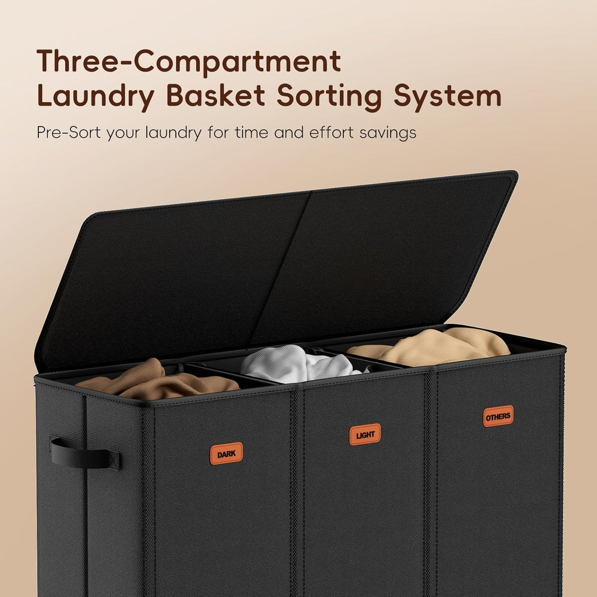 Laundry hamper 3 Section, XL Clothes Hamper with Lid & Inner Bag