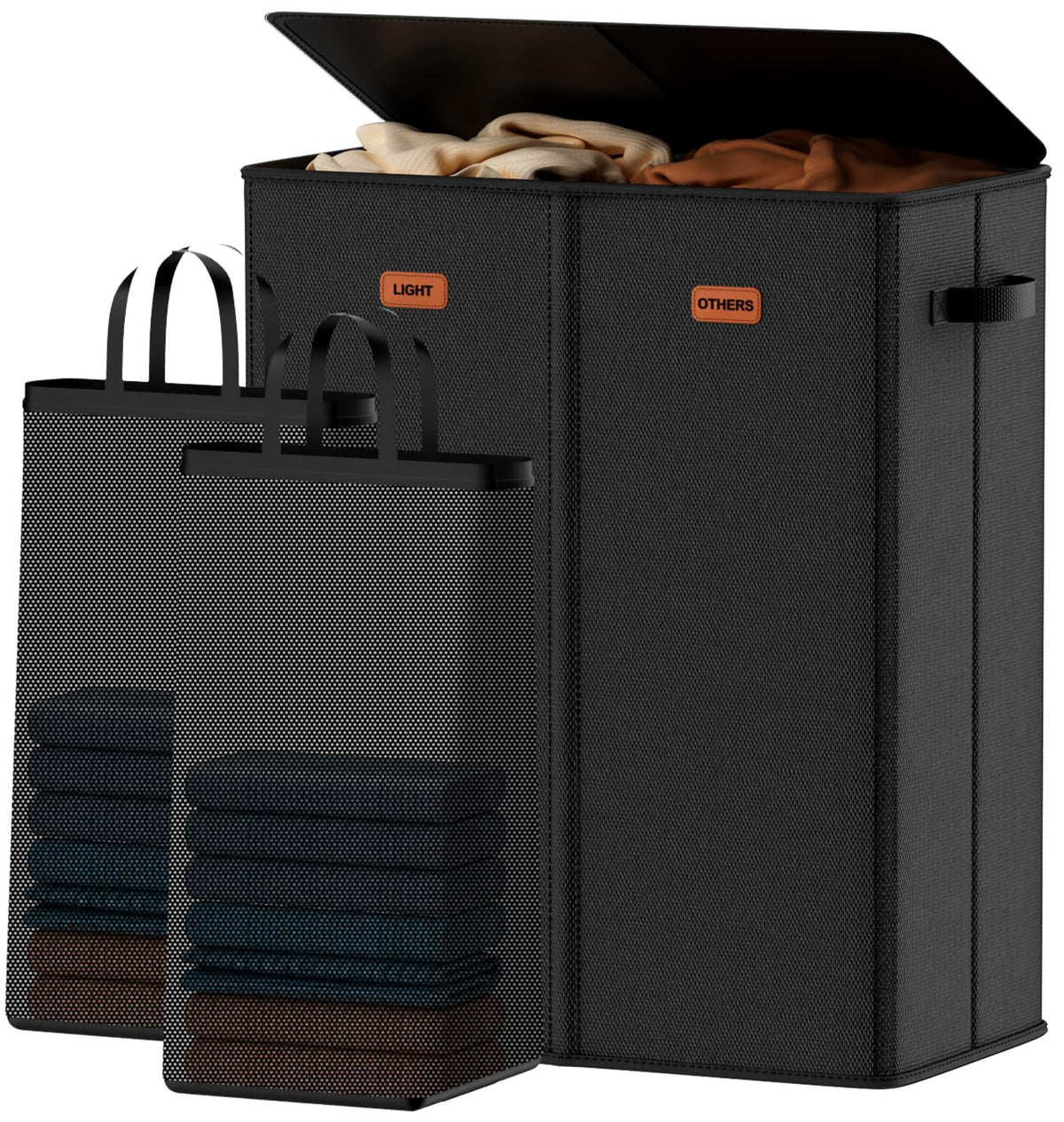 Laundry hamper 3 Section, XL Clothes Hamper with Lid & Inner Bag