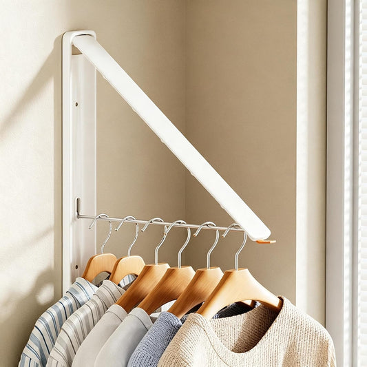 Clothes Drying Rack, Laundry Room Wall Mounted Retractable Clothes Hanger Drying Rack, Laundry Clothing Drying Rack Folding Indoor or Outdoor, Easy Installation Aluminium Dryer, 1pcs(White)