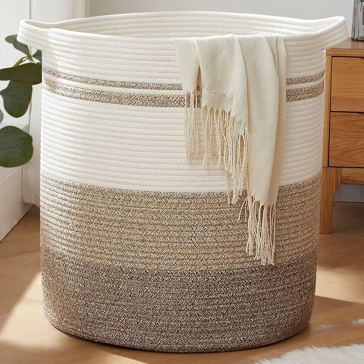 OIAHOMY 80L Laundry Basket Laundry Hamper Nursery Hamper Gradient Yellow