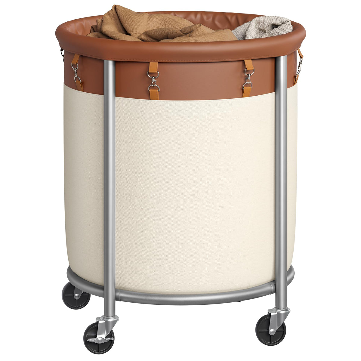 SONGMICS Laundry Basket with Wheels,190L, Steel Frame, Removable Bag