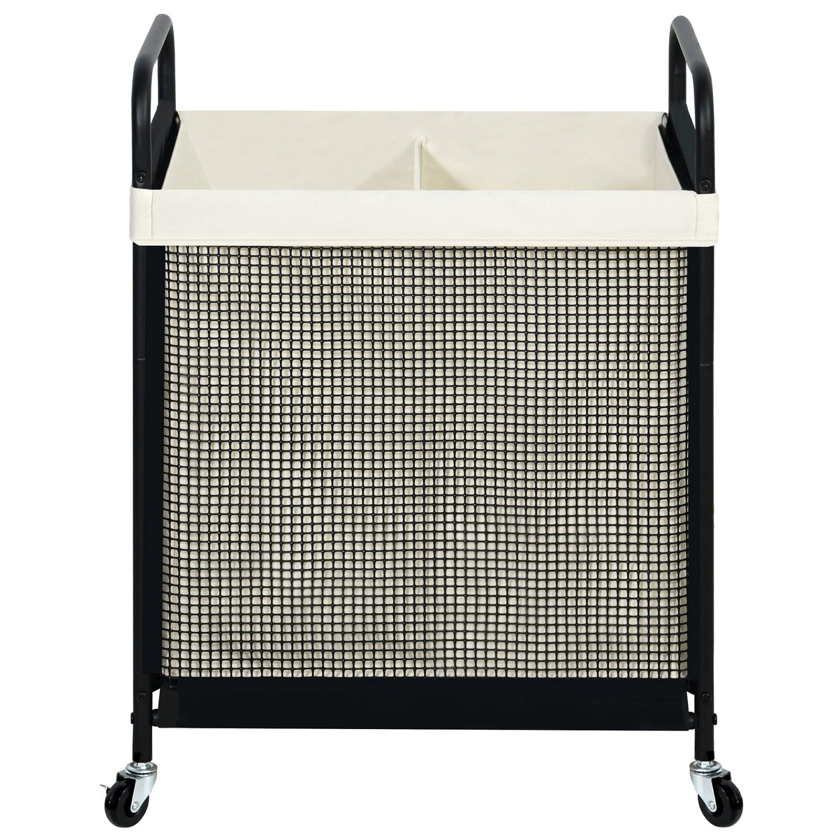 STO STO Laundry Hamper 2 Section, 100L Rolling Laundry Sorter Cart with Removable and Washable Liner Bag, Clothes Hamper with Wheels and Metal Handle for Laundry Room and Bedroom