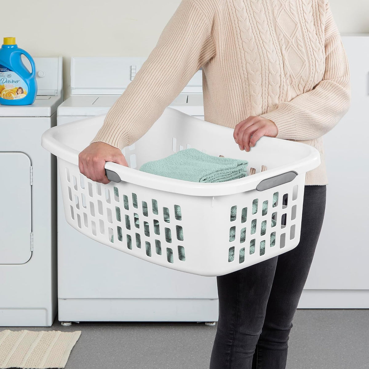 Sterilite HipHold Laundry Basket, Plastic Rectangle Clothes Hamper, 6 Pack
