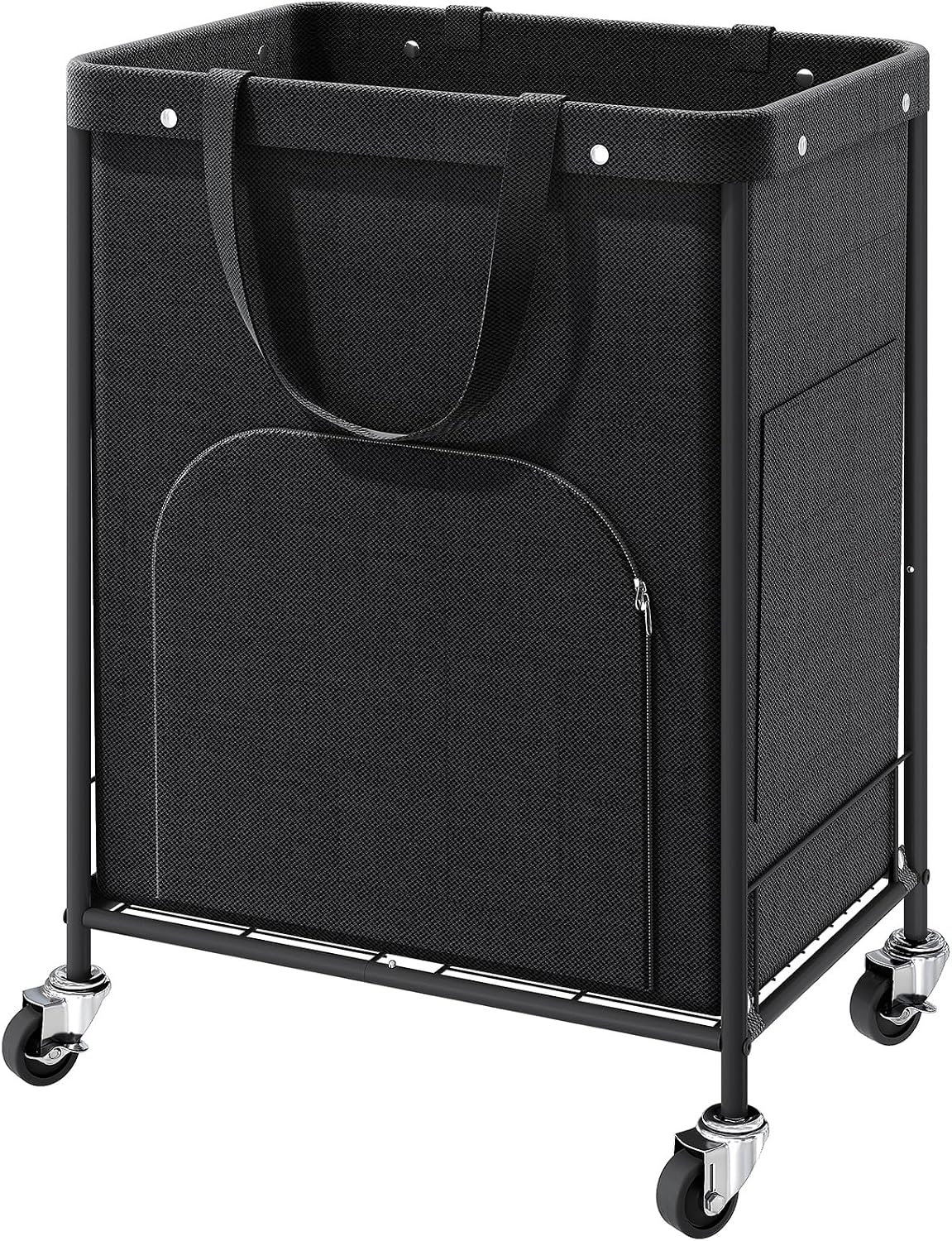170L Large Laundry Basket with Wheels, Rolling Laundry Hamper Easy Access Clothing Minimizes Bending, Laundry Cart with 4 Silent Casters & Removable Bag for Bedroom, Bathroom, Laundry Room,Black