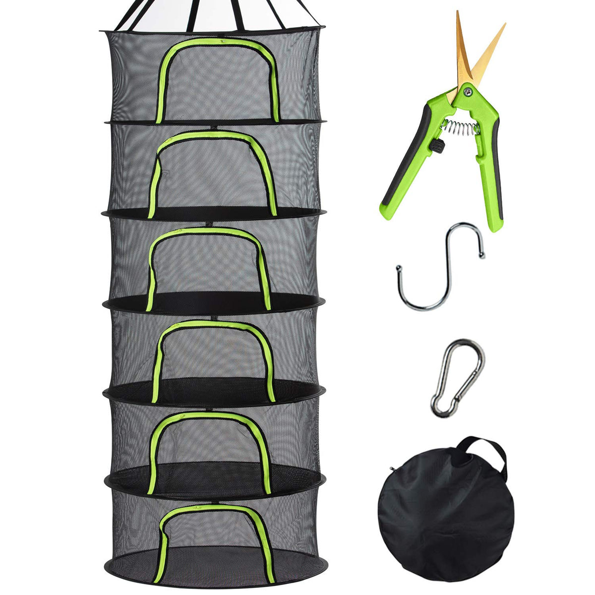 6 Layer Herb Drying Rack Foldable U-Shaped Double-Headed Zipper (23.62''W)