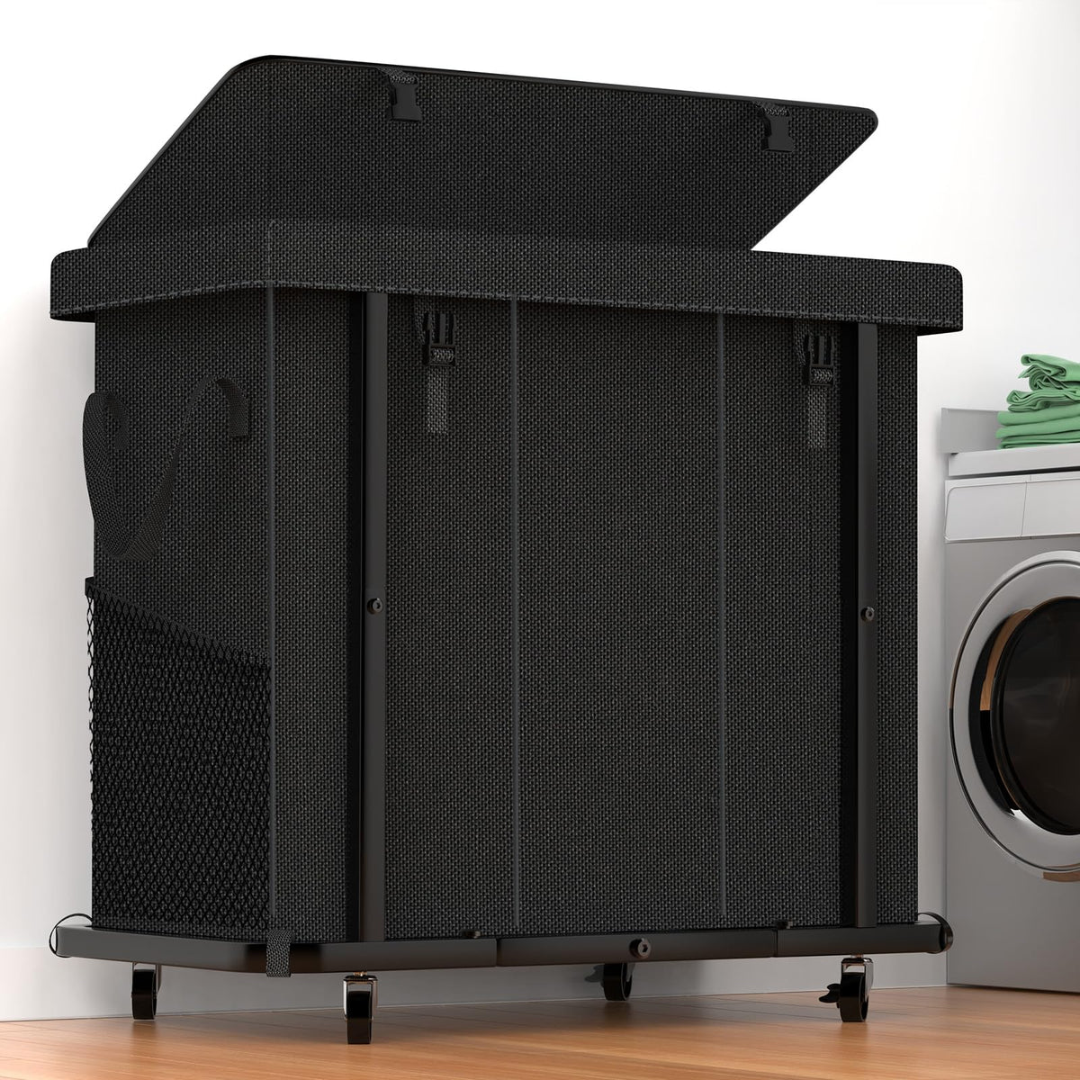 Laundry Hamper with Lid,150L Rolling Laundry Basket with Wheels,Grey