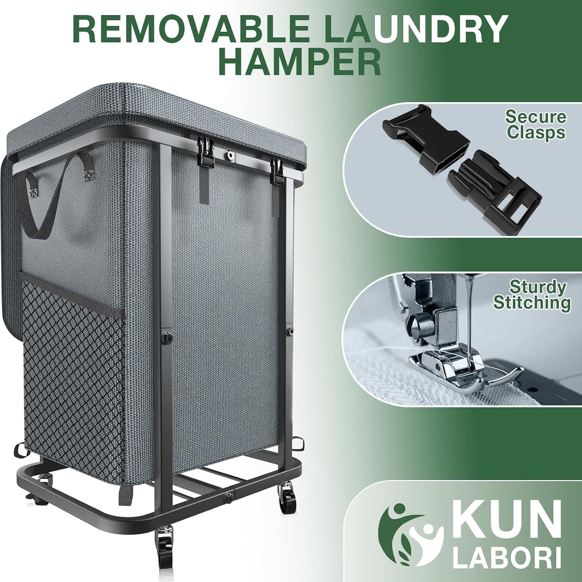 Laundry Hamper with Lid,150L Rolling Laundry Basket with Wheels,Grey