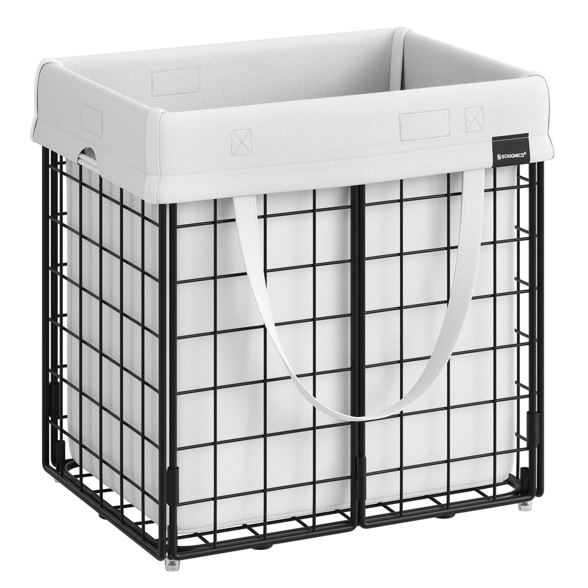 SONGMICS Laundry Hamper, 23.8 Gal. (90L) Laundry Basket, Collapsible Clothes Hamper, Black and White ULCB190W01