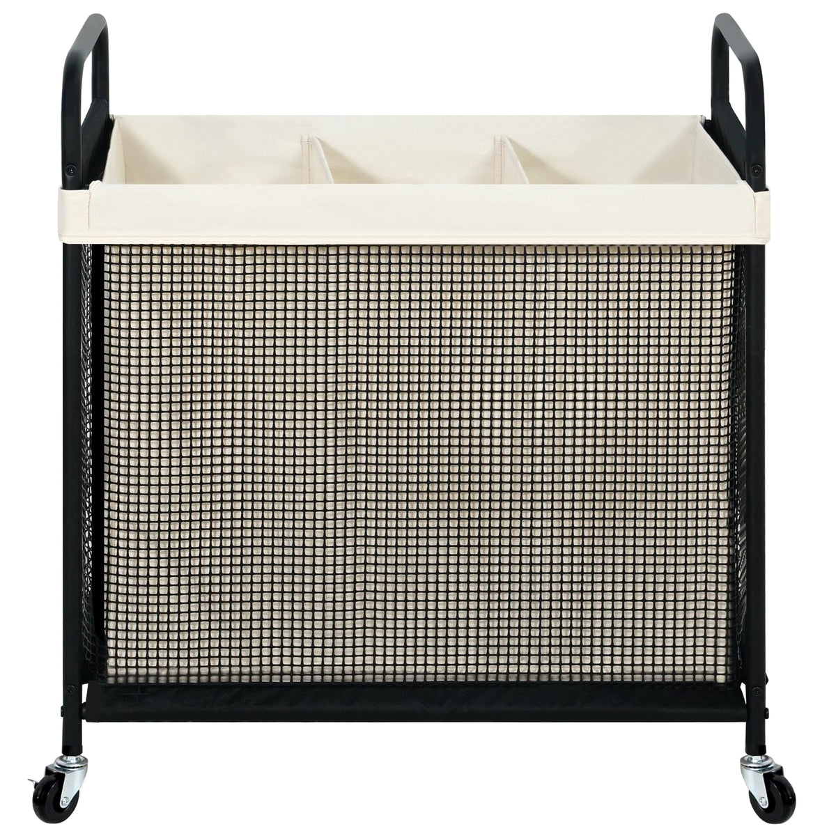 STO STO Laundry Hamper 2 Section, 100L Rolling Laundry Sorter Cart with Removable and Washable Liner Bag, Clothes Hamper with Wheels and Metal Handle for Laundry Room and Bedroom
