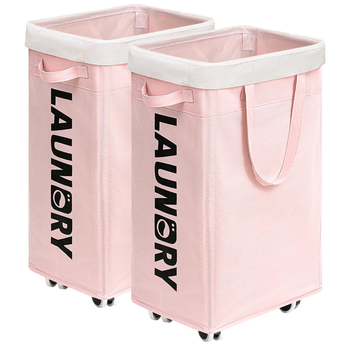 CHICVITA 75L Rolling Laundry Basket with Wheels Removable Wash Bag, Pink
