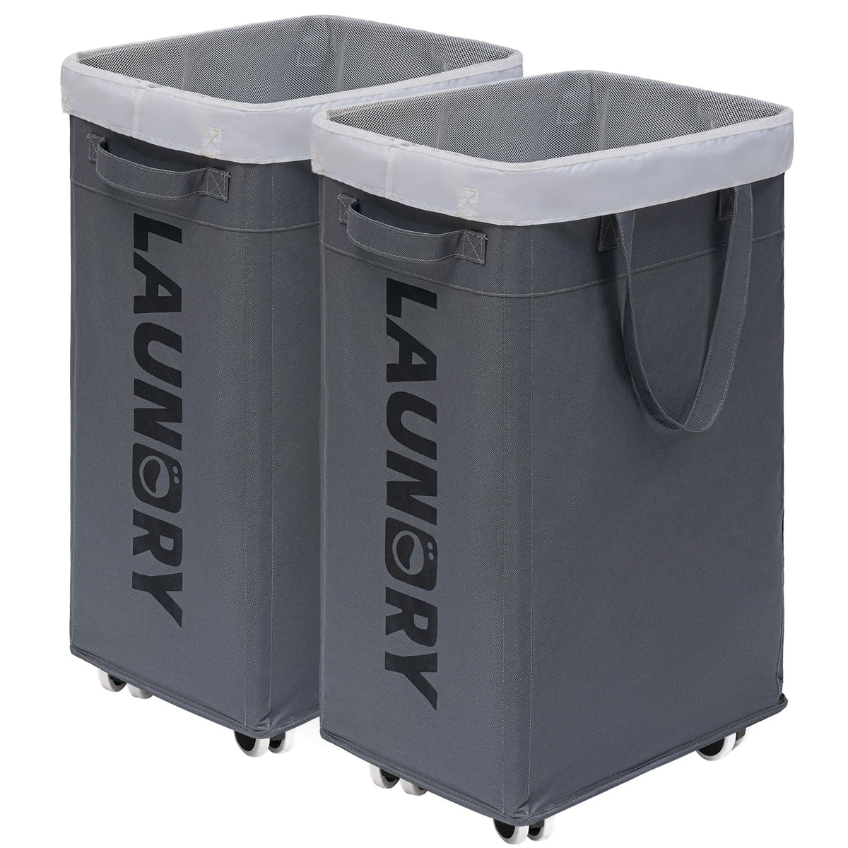 CHICVITA 75L Rolling Laundry Basket with Wheels Removable Wash Bag, Pink