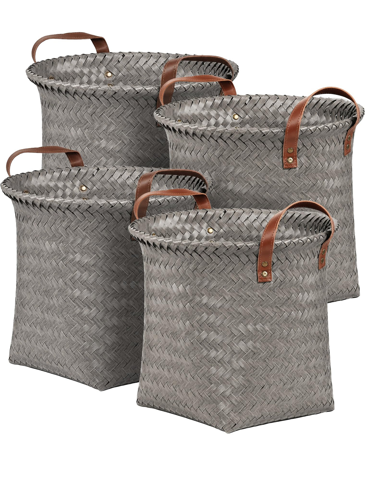 Wicker Storage Baskets, 4 Pack Woven Baskets for Shelves, Brown