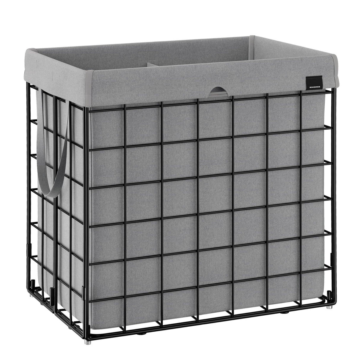 SONGMICS Laundry Hamper, 23.8 Gal. (90L) Laundry Basket, Collapsible Clothes Hamper, Black and White ULCB190W01