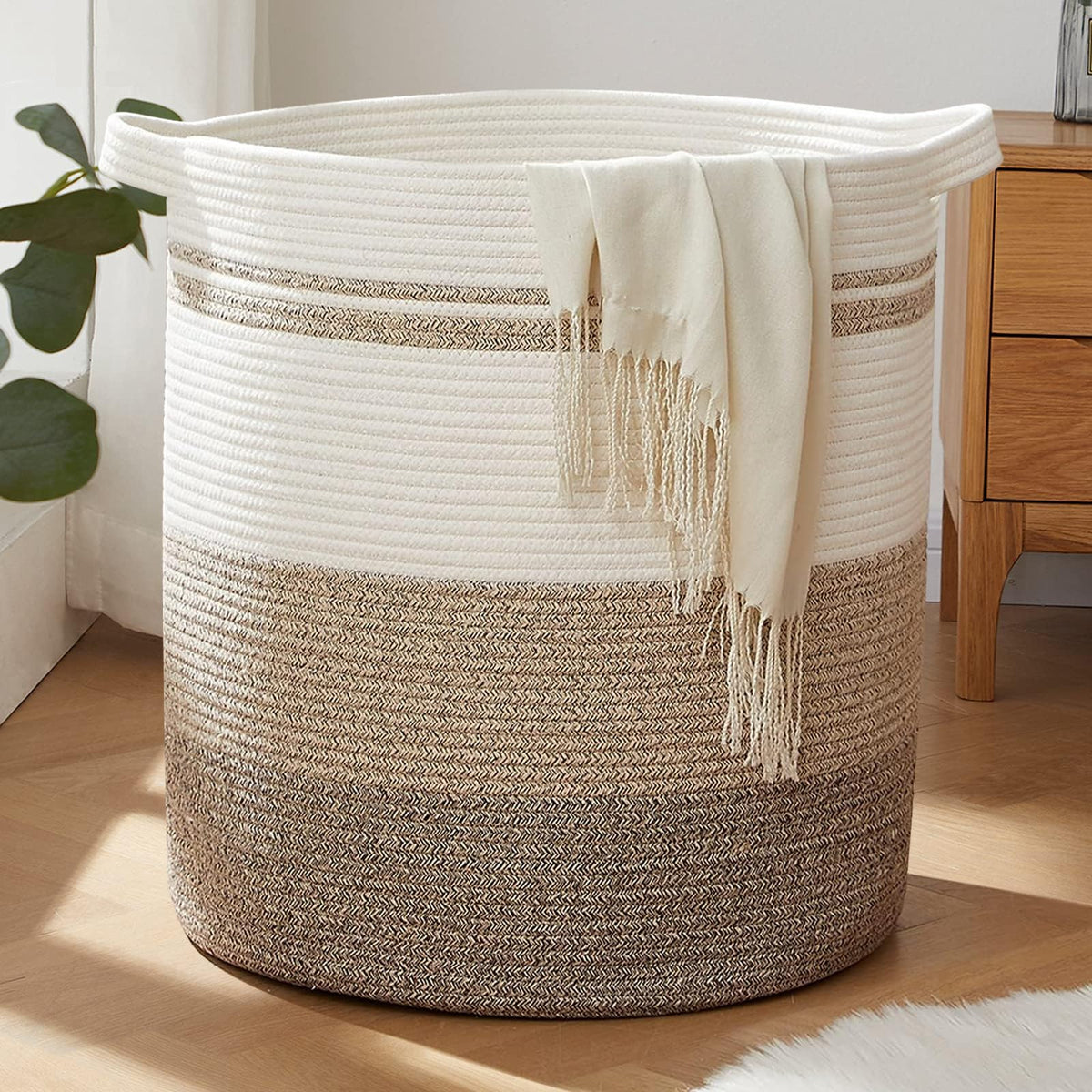 OIAHOMY 80L Laundry Basket Laundry Hamper Nursery Hamper Gradient Yellow