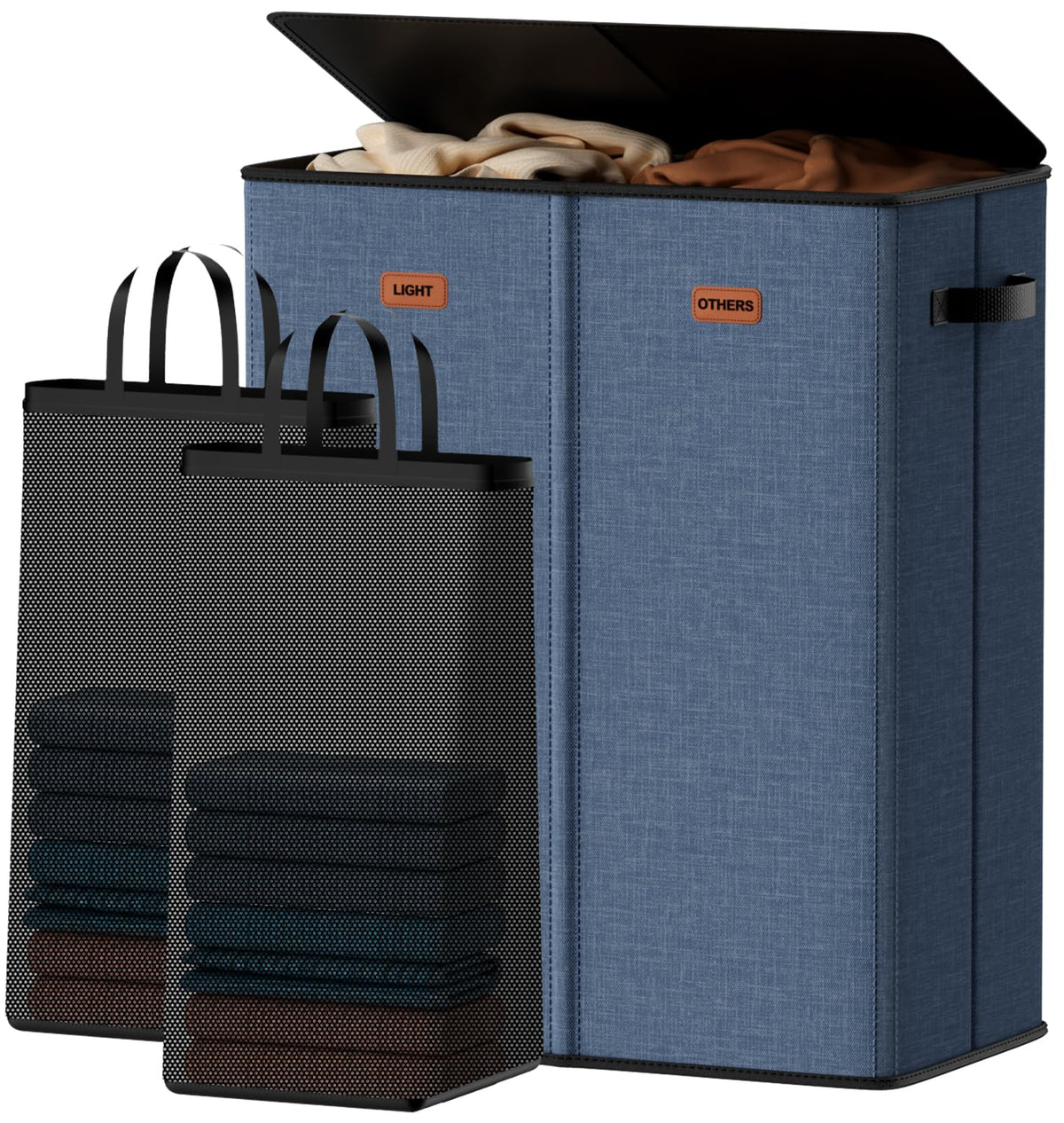 Laundry hamper 3 Section, XL Clothes Hamper with Lid & Inner Bag