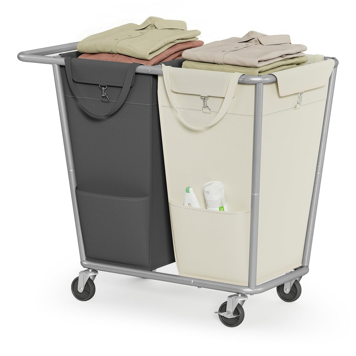 SONGMICS 3-Section Laundry Basket with Wheels, 76.6 Gallons (290 L) Hamper