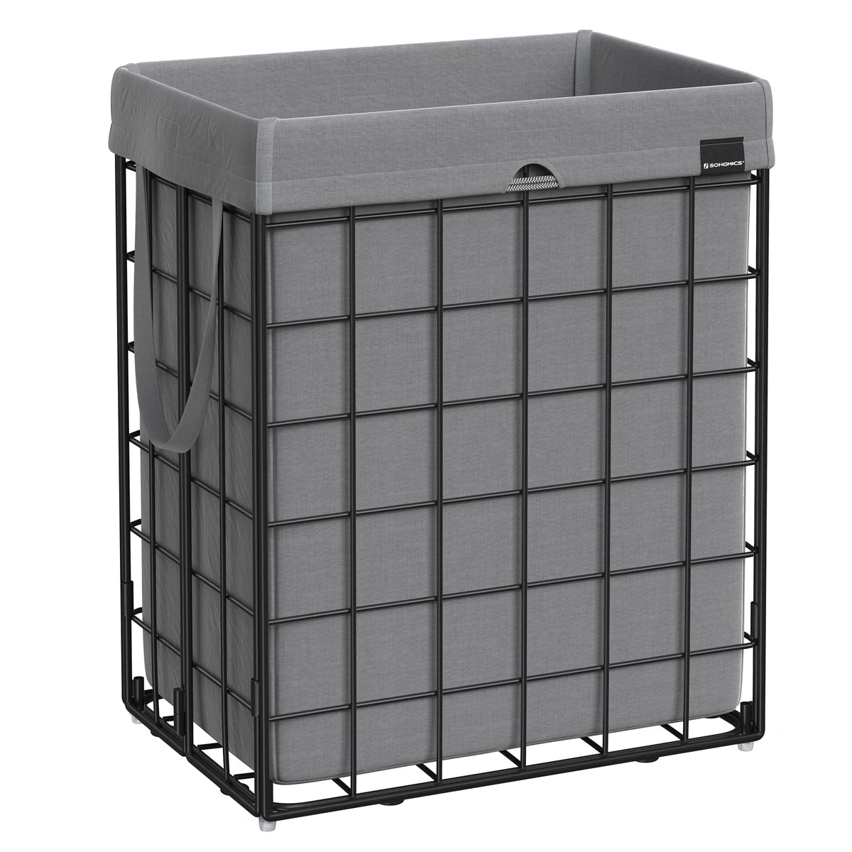 SONGMICS Laundry Hamper, 23.8 Gal. (90L) Laundry Basket, Collapsible Clothes Hamper, Black and White ULCB190W01