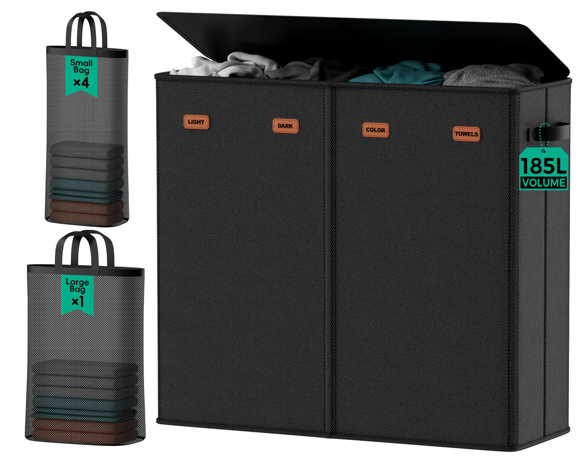 100L Large Capacity Laundry Hamper, Collapsible Laundry Basket Space-Saving, Clothes Hamper with Lid and Removable Bag for Bathroom Bedroom Laundry Room Dorm
