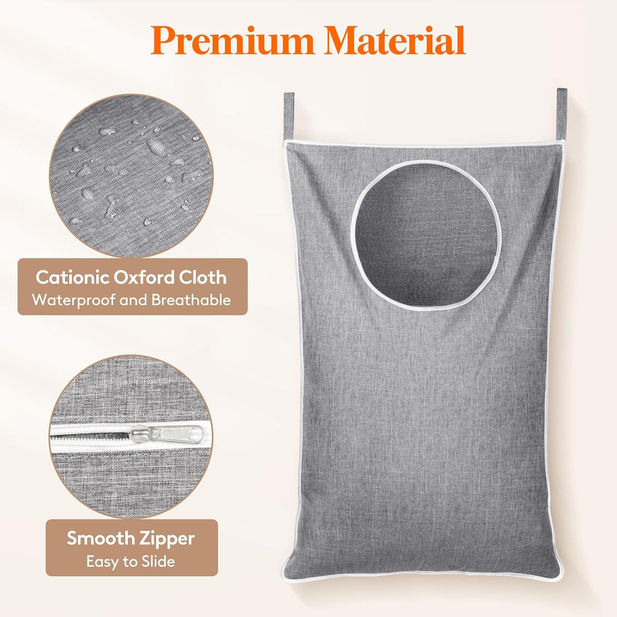 Lifewit 1 Pack Over Door Laundry Hamper, Collapsible Hanging, Light Gray