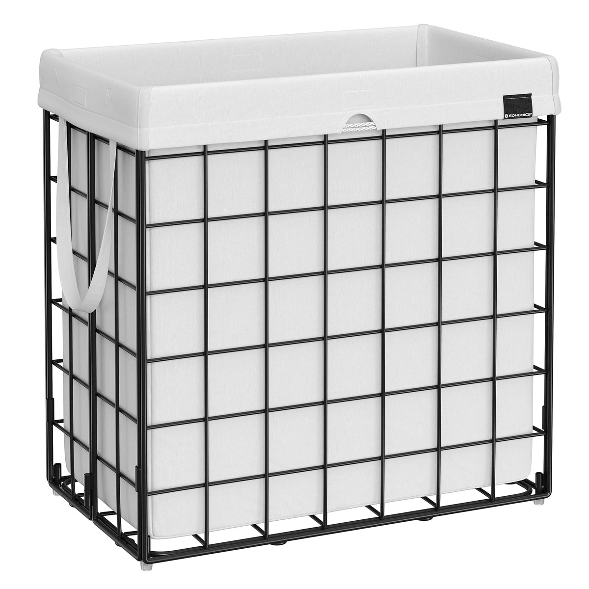 SONGMICS Laundry Hamper, 23.8 Gal. (90L) Laundry Basket, Collapsible Clothes Hamper, Black and White ULCB190W01